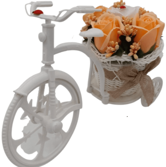 Aranjament Floral Bicicleta cu Trandafiri de Sapun, Flori Zambarete, Dalimag, 22x15x12 cm