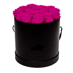 Buchet de 15 Trandafiri Parfumati din Sapun in Cutie Eleganta Neagra-Roz