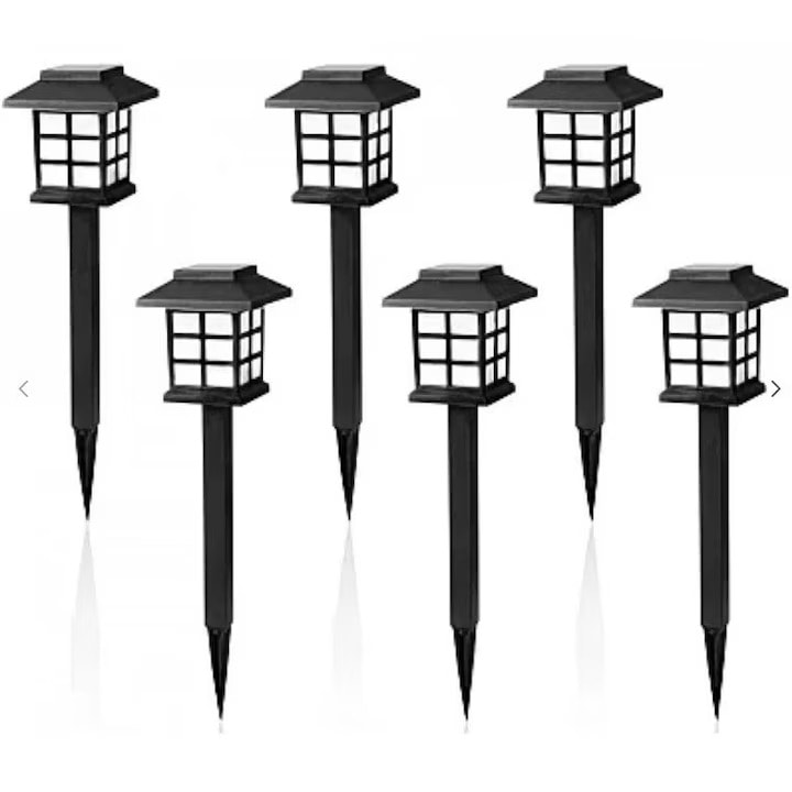Set 6 Lampi Solare Patrate LED, Inaltime 43 cm