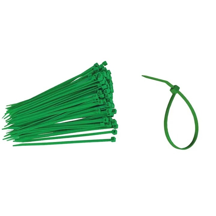 Set 100 coliere plastic verzi, 4x150 mm