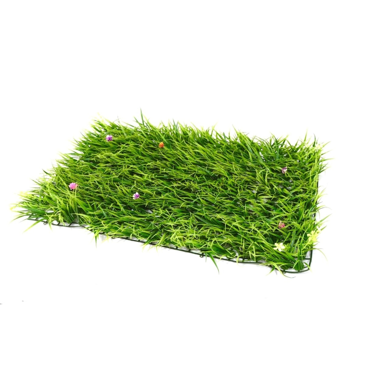 Panou de iarba artificiala verde cu flori, dimensiune 60x40 cm