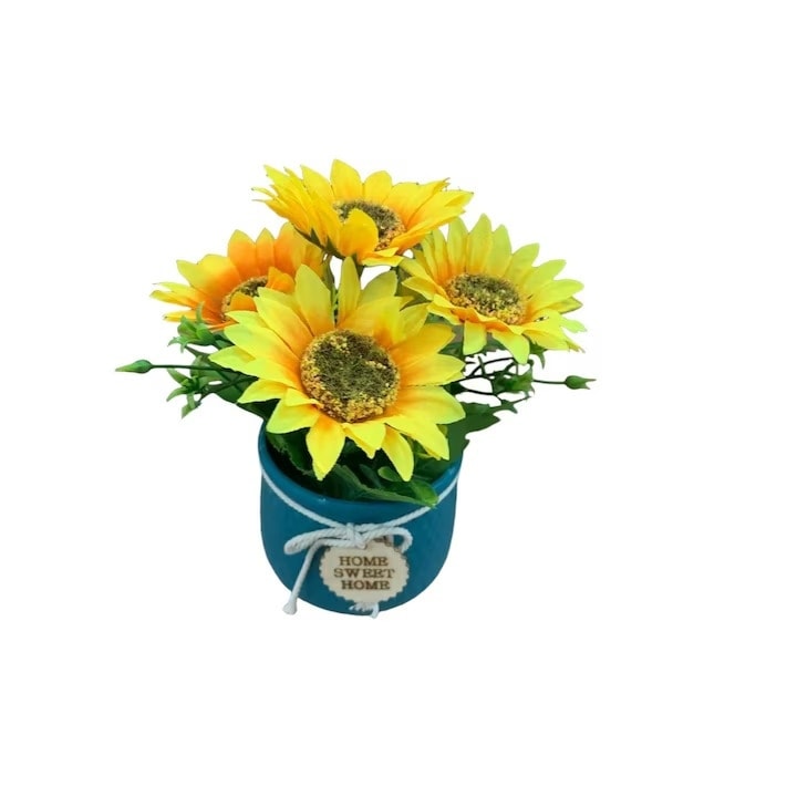 Ghiveci ceramic cu floarea soarelui, 25 cm