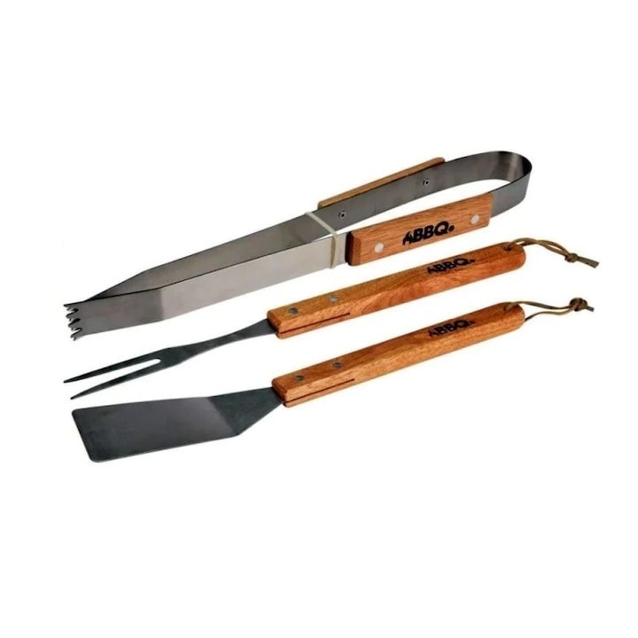 Set 3 Ustensile Gratar, 40 cm, Barbecue Profesional
