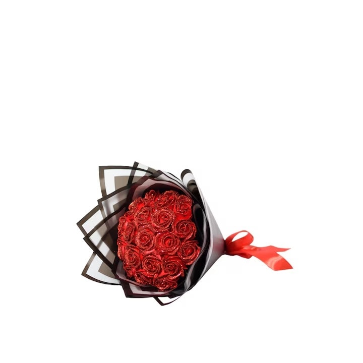 Buchet de Trandafiri Premium cu Sclipici Rosu - 19 buc