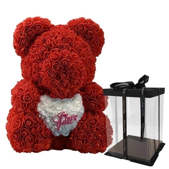 Teddy Bear din trandafiri artificiali, 40 CM
