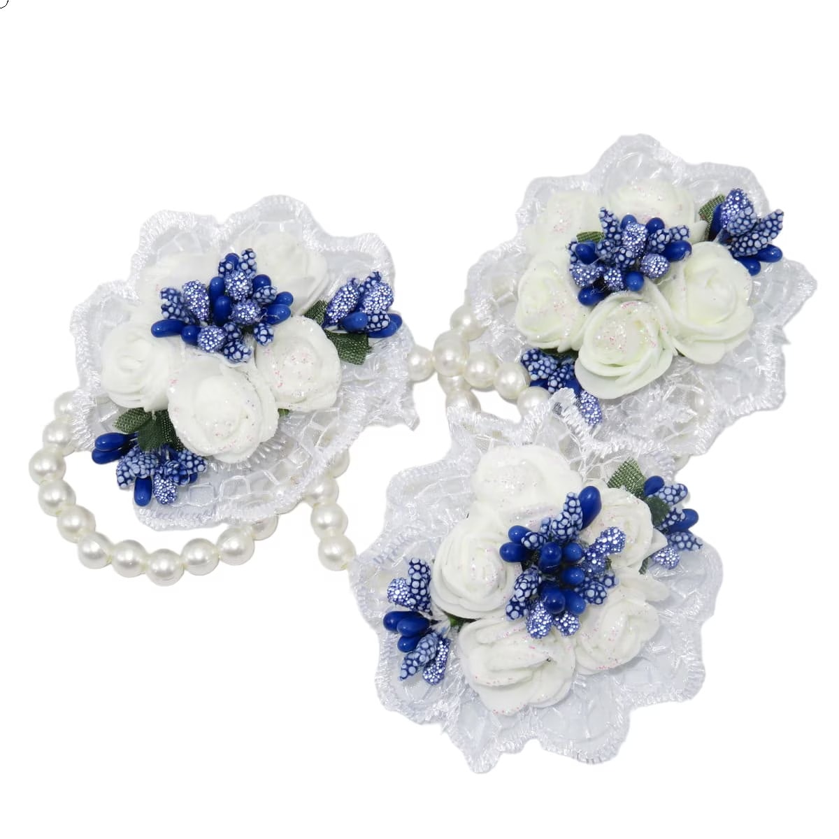 Set 3 Bratari cu Flori pentru Domnisoarele de Onoare, Albastru