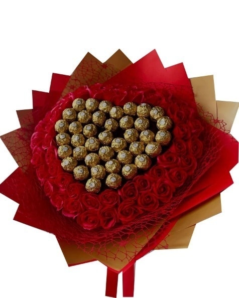 Buchet 41/51/61 Trandafiri Rosii cu Ferrero - Cadou Elegant si Rafinat