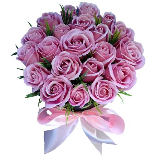 Buchet Elegant cu 21 Trandafiri din Sapun Roz