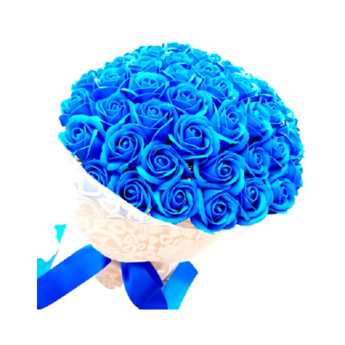Buchet cu 51 trandafiri Luxuri albastri din sapun