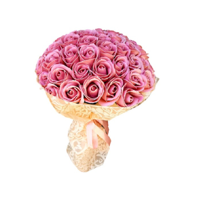 Buchet cu 51 trandafiri Luxuri roz inchis de sapun