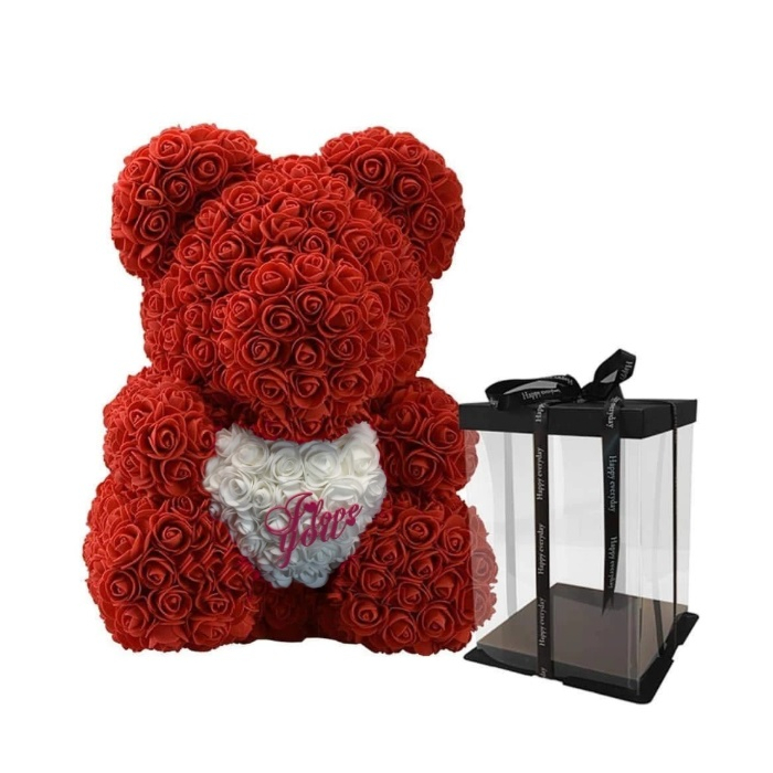 Ursulet din trandafiri de spuma, teddy bear 40 CM