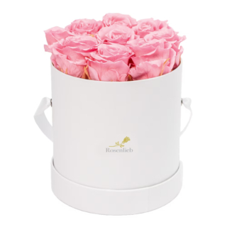 Aranjament floral cu 9 trandafiri, parfumati de sapun, in cutie alba-1