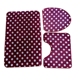 Set 3 covorase baie cu buline, material textil, dimensiuni 80x50 cm