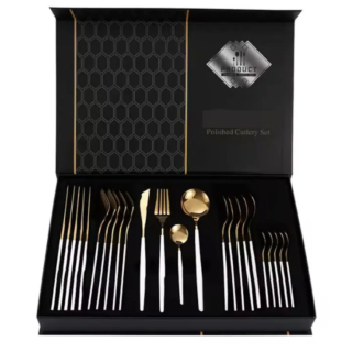 Set tacamuri stil portughez, 24 piese, otel inoxidabil