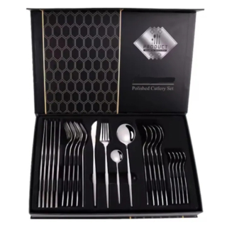 Set tacamuri stil portughez, 24 piese, otel inoxidabil