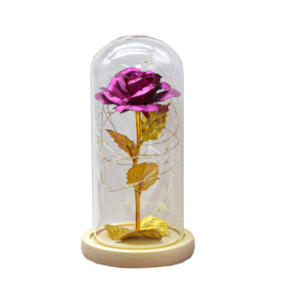 Aranjament floral in cupola de sticla cu lumina LED, 9x20 cm