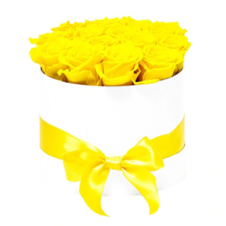 Aranjament Trandafiri Parfumati in Cutie Alba Luxury M