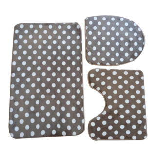Set 3 covorase baie cu buline, material textil, dimensiuni 80x50 cm
