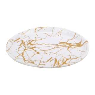 Tava servire rotunda din plastic, model lemn, 35 cm