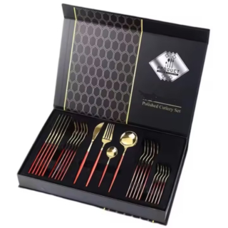 Set tacamuri stil portughez, 24 piese, otel inoxidabil