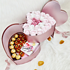 Aranjament floral inima cu 25 trandafiri parfurmati de sapun roz 