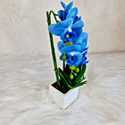 Aranjament Orhidee artificiala albastra in ghiveci ceramic - 170 mm