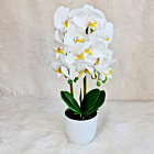 Aranjament Orhidee artificiala alba in ghiveci ceramic - 170 mm