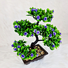 Bonsai artificial cu flori albastre ghiveci ceramica 200 mm