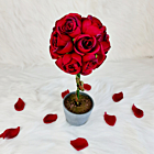 Trandafir artificial rosu cu 15 flori in ghiveci 140 mm