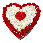 Cutie inima, Dragoste eterna, 55 de trandafiri din spuma de sapun, margelute, 36x35x16