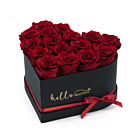 Aranjament floral inima cu 15 de trandafiri parfumati de sapun rosii