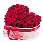 Aranjament floral inima cu 21 trandafiri parfumati de sapun rosii