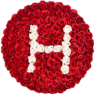 Aranjament Floral Personalizat cu Litera H in Cutie Rotunda Neagra cu 101 Trandafiri de Sapun