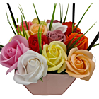 Aranjament Floral Elegant cu 15 Trandafiri în Cutie Multicoloa - Flori de Sapun