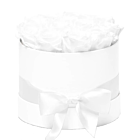 Aranjament floral Trandafiri parfumati, din spuma de sapun, albi, in cutie alba Luxury M
