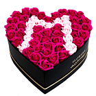 Litere M Trandafiri Cutie Inima - PINK, 30cm