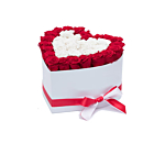 Aranjament Floral Inima cu Trandafiri de Sapun Rosu si Alb, Gold Lux